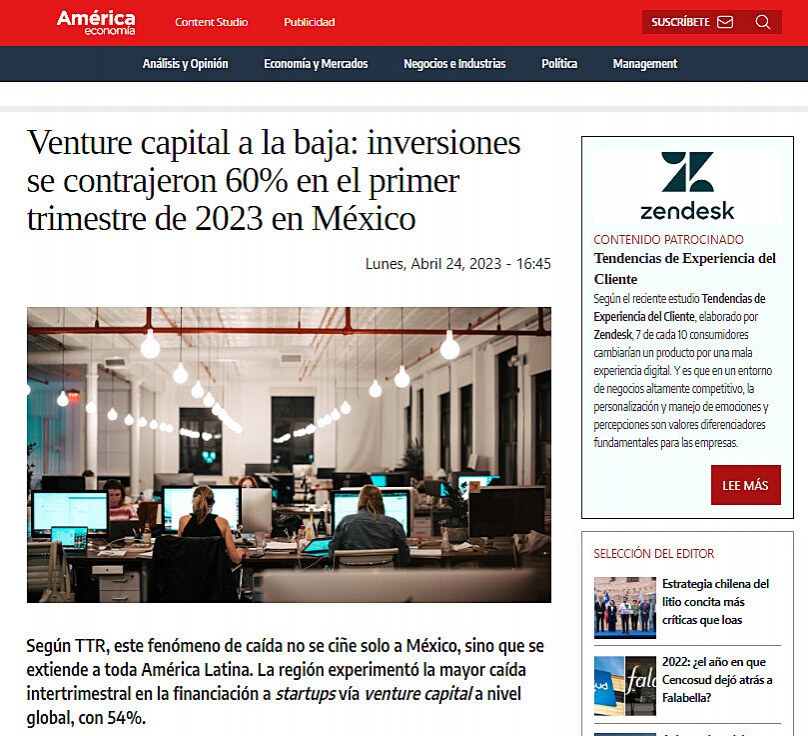 Venture capital a la baja: inversiones se contrajeron 60% en el primer trimestre de 2023 en Mxico